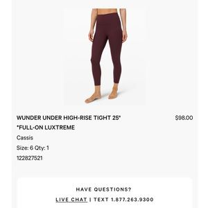 Lululemon wunder under luxtreme